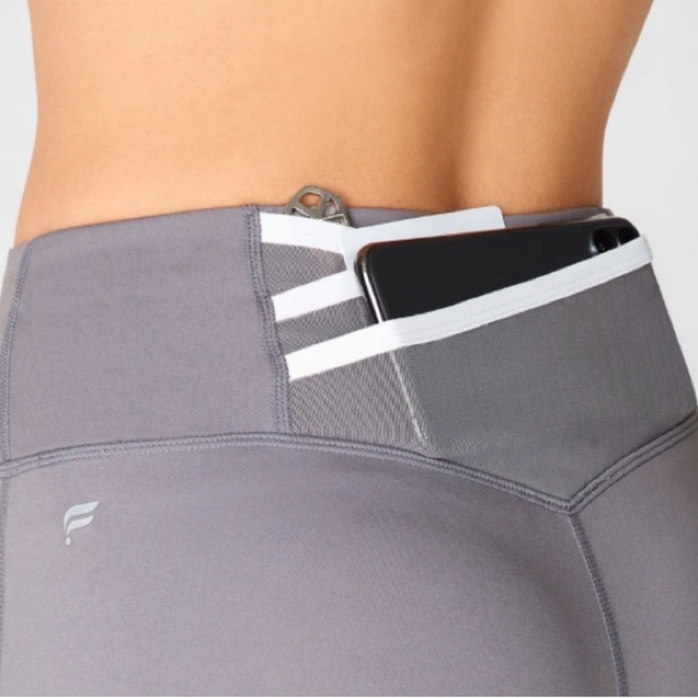 Soft Girl Balletcore Fabletics Motion365 Grey Leggings with Mesh Back Pocket - Picture 6 of 7
